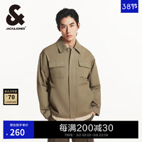 杰克琼斯 杰克·琼斯（JACK&JONES）柔软舒适纯棉简约时尚背后字母宽松翻领夹克外套男装224321042 E05 卡其色 L