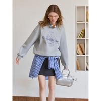 范思蓝恩灰色无帽圆领卫衣女春装2025韩系慵懒风宽松上衣1112 灰色 M