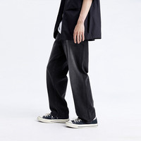 太平鸟男装阔腿牛仔裤男美式复古水洗裤子 黑色1（无抽绳） XL 