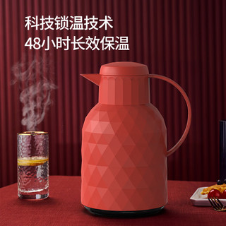 乐唯诗（LOVWISH）保温壶家用户外开水瓶热水瓶暖壶保温瓶大容量车载暖水瓶 白色钻纹【按压款】 1L