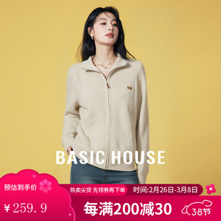 Basic House/百家好韩系大翻领毛衣女春季别致高级气质针织衫 花米 S