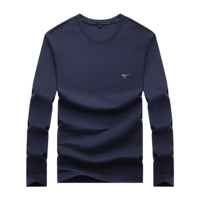 七匹狼长袖T恤男春季5A抗菌面料莫代尔圆领长T男士修身显瘦打底衫男装 102(深蓝) 4XL 190/104A 190/104A(XXXXL)