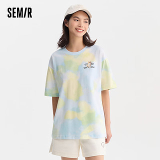 森马（Semir）【T恤合辑】短袖t恤女中长款宽松显瘦纯棉春夏满印内搭上衣元气 A款-蓝绿色调00484 3XL /180/100A 180/100A/XXXL