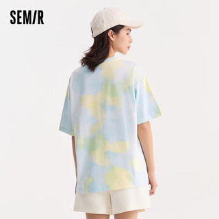 森马（Semir）【T恤合辑】短袖t恤女中长款宽松显瘦纯棉春夏满印内搭上衣元气 A款-蓝绿色调00484 3XL /180/100A 180/100A/XXXL