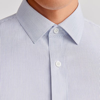 十如仕衬衫男长袖纯棉免烫商务轻正装牛津纺条纹衬衣 301 浅蓝条纹（蓝白条纹）修身版 43/87【180/104A】