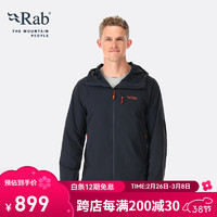 Rab 男士户外防风透气软壳衣速干轻防水夹克休闲外套 QWS-57 黑灰色BEL M