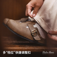 马登（Maden）疯马皮穆勒鞋复古懒人外穿半拖男鞋春季厚底软木包头休闲拖鞋 蜜蜡色 40
