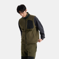 GAP男女装2024秋冬防静电远红外发热摇粒绒立领马甲637667 军绿色 S (165/88A亚洲尺码)