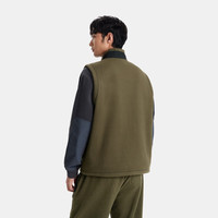 GAP男女装2024秋冬防静电远红外发热摇粒绒立领马甲637667 军绿色 3XL (185/108A亚洲尺码)