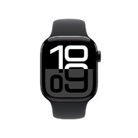 Apple Watch Series 10 智能手表42毫米亮黑色铝金属表壳黑色运动型表带M/L【GPS款】MX1P3CH/B