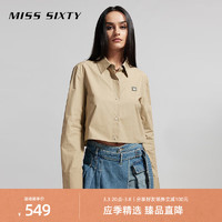 MISS SIXTY 2024夏季衬衫女长袖短款百搭休闲风高街通勤单排扣 卡其 S