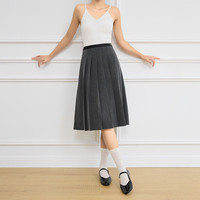 范思蓝恩百褶裙松紧腰头半身裙遮肉显瘦2025春季新款裙子1299