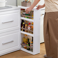 霜山Sanka日本进口厨房窄缝柜浴室夹缝收纳柜可移动抽屉柜置物架 B款：抽屉式三层