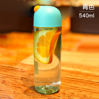 茶花（CHAHUA）水杯女简约清新森系可爱儿童便携塑料运动防摔tritan杯子 Tritan活力青 540ml