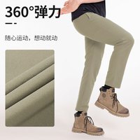 ALPINT MOUNTAIN埃尔蒙特四季款徒步裤冲锋裤登山裤男款透气弹力户外裤薄款软壳裤 男士卡其 2XL