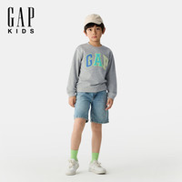 Gap【大小童同款】男童2025春季贴布绣logo卫衣儿童装687540 浅灰色 100 cm(2-3岁)亚洲尺码