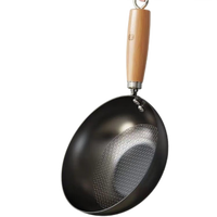 智汇日式迷你小铁锅炒锅家用不粘锅无涂层平底电磁炉炒菜锅熟铁锅 28CM 小炒锅（2-4人食带盖） 带榉木铲丨炉灶通用丨无涂层锅