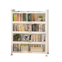 唐辑钢制书架书柜防尘落地多层带门铁艺书架置物架收纳储物柜五层60 【加厚宽32cm】白色五层长60