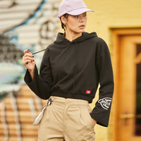 dickies卫衣 袖部印花连帽卫衣 女式抓绒短款宽松上衣8188