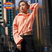 dickies卫衣 袖部印花连帽卫衣 女式抓绒短款宽松上衣8188 中粉色 XS