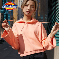 dickies卫衣 袖部印花连帽卫衣 女式抓绒短款宽松上衣8188 中粉色 XL