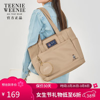 TEENIE WEENIE 托特包女大大容量TW小熊通勤包包 卡其棕/单包自带子包