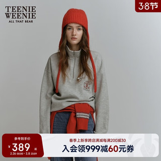 TEENIE WEENIE 小熊冬季半拉链套头卫衣宽松时髦慵懒上衣 中灰色