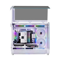 动力火车(PowerTrain)未知玩家幻翼数显版白色海景房机箱MATX立式台式电脑360水冷主机外壳 TYPE-C接口 幻翼 数显版 白色