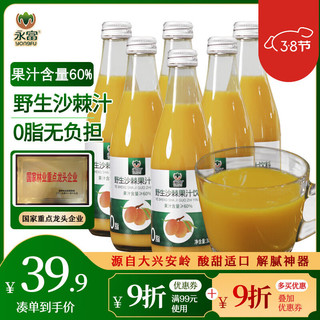 永富 大兴安岭野生沙棘果汁300ml*6瓶