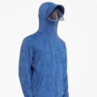 蕉下森林 户外连帽迷彩防晒衣  男款-枫叶铁石蓝 XL