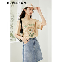 红袖奥莱夏季女装中高腰开叉A字牛仔短裙 牛仔蓝071 XL