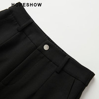 红袖奥莱秋季女装前开叉后松紧一粒扣半身裙 黑050 XL