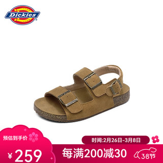 Dickies 儿童凉鞋2024夏季魔术贴时尚透气女童沙滩鞋男童露趾儿童鞋 棕色 31(鞋内长198mm)