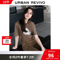 UR UR2024夏季新款女装时尚复古水洗趣味印花棉质T恤衫UWL440120