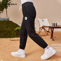 Converse 匡威童装女童保暖加绒长裤秋冬儿童针织休闲运动裤子 正黑色 150 /58 【身高140-152cm】 150(M)