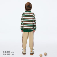 马骑顿 MQD童装男童款儿童卫衣宽松条纹纯棉印花学院风撞色上衣 深绿 110