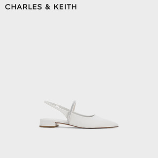 CHARLES & KEITH 法式亮钻一字带平底尖头凉鞋 CK1-70900487