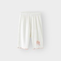 巴厘小猪女童打底裤夏季宝宝薄款七分休闲裤2022儿童洋气 米白 100 cm 100cm
