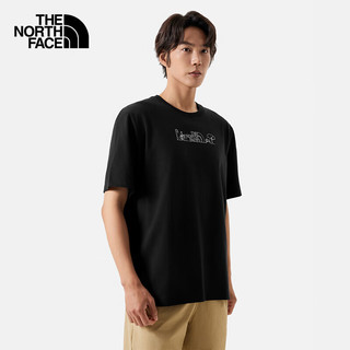 北面（The North Face）短袖T恤款男女同款山夏印花舒适透气户外夏|8CSX JK3/宇宙黑 S