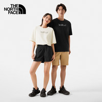 北面 短袖T恤款男女同款山夏印花舒适透气户外夏|8CSX QLI/沙丘白