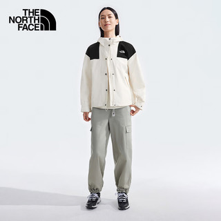 北面（The North Face）冲锋衣女防水透湿时尚宽松短款户外连帽外套24秋季|7QSI ROU/米白色 M/160