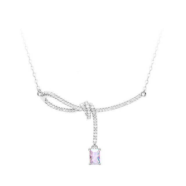 何方珠宝 HEFANG Jewelry 极光丝带结 锁骨链 小方糖项链