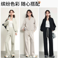 MJ STYLE 立领开衫外套女2025春季宽松休闲百搭短款小个子运动风长袖上衣 黑/纯色 XL