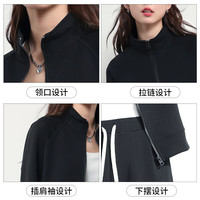 MJ STYLE立领开衫外套女2025春季宽松休闲百搭短款小个子运动风长袖上衣 灰绿/纯色 XL