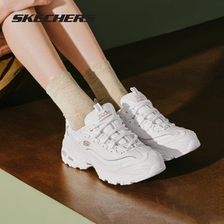 斯凯奇（Skechers）女鞋透气厚底增高老爹鞋耐磨运动鞋时尚百搭休闲鞋 白色/玫瑰金色 39.5