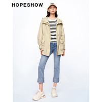 红袖奥莱春季女装拉链连帽领一手长风衣 茶语色323 S