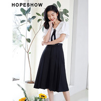 红袖奥莱春季新款女装金属链条A字压褶半身长裙