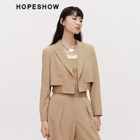 红袖奥莱春季女装截短式单排扣翻驳领短外套 拿铁咖啡081 M