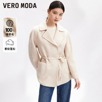 VERO MODA 奥莱毛呢外套女秋冬新款优雅气质短款纯羊毛收腰百搭