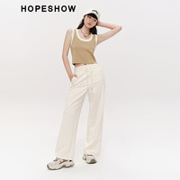 红袖奥莱春季女装字母印撞色边U领套头针织背心 拿铁咖啡081 L